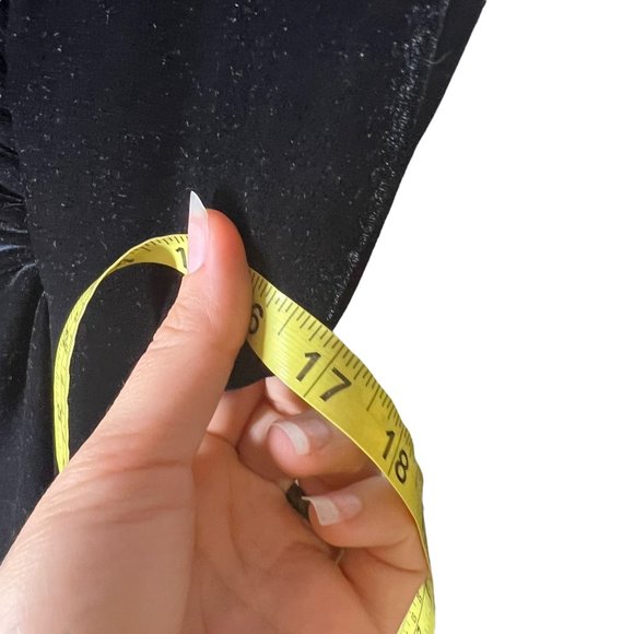 Vintage 90s Black Velvet Long Sleeve V Neck Full Length Dress Large - Picture 9 of 10